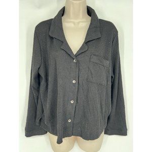 Women’s Honeydew Button Up Super Soft Pajama Shirt Black Size Medium